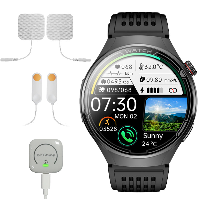 Rollme Hero M5 Ultra- Health Smartwatch with CES Sleep Aid,  Massage,  ECG and Blood Glucose