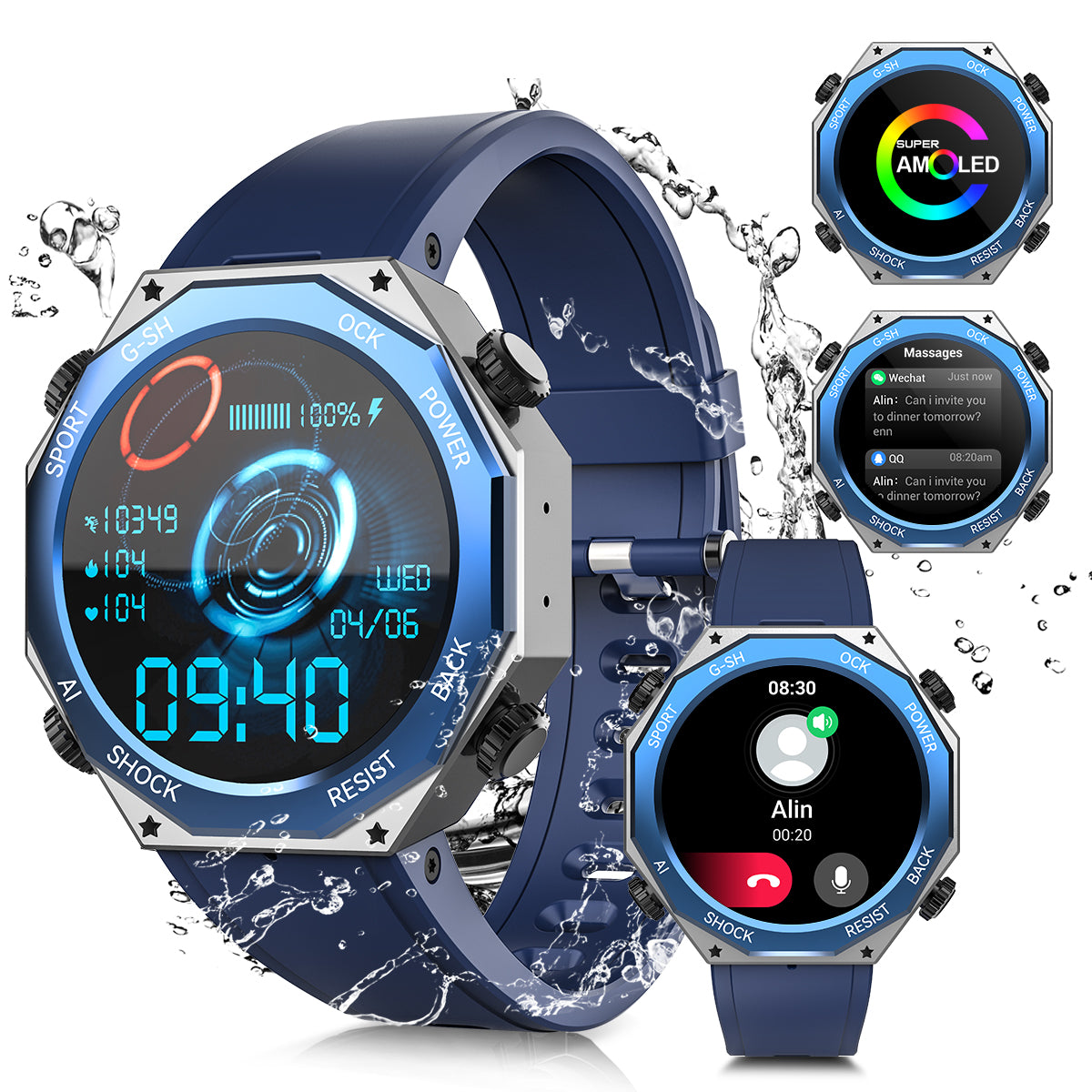 Rollme Hero M1 Titanium Non-invasive blood glucose Smartwatch 680 mAH